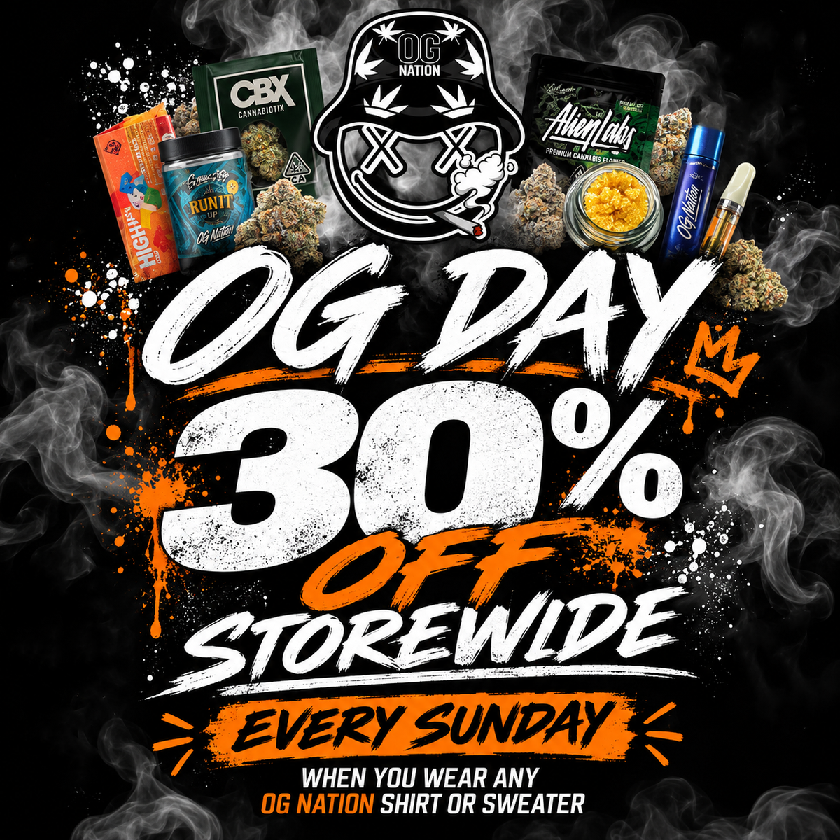 STOREWIDE 30% OFF WHEN YOU WEAR ANY OG NATION SHIRT GEAR