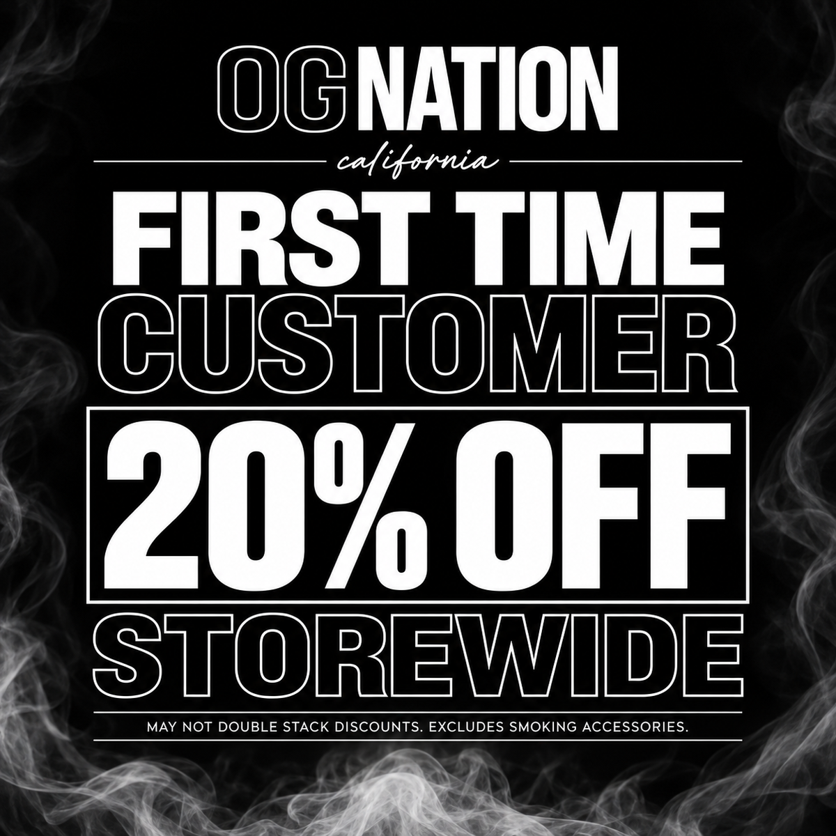 First Time Customer Special 20% off storewide